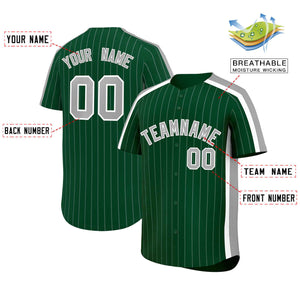 Custom Green Gray Pinstripe Personalized Side Two-tone Authentic Baseball Jersey