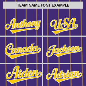 Custom Purple Gold Pinstripe Personalized Side Two-tone Authentic Baseball Jersey