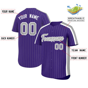 Custom Purple Gray Pinstripe Personalized Side Two-tone Authentic Baseball Jersey