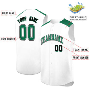 Custom White Kelly Green Personalized Classic Authentic Sleeveless Baseball Jersey