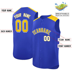 Custom Royal Gold Personalized Classic Authentic Sleeveless Baseball Jersey