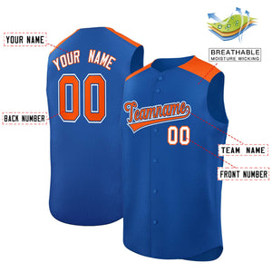 Custom Royal Orange Personalized Classic Authentic Sleeveless Baseball Jersey