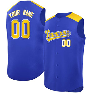 Custom Royal Gold Personalized Classic Authentic Sleeveless Baseball Jersey