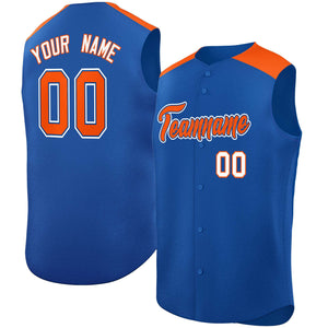 Custom Royal Orange Personalized Classic Authentic Sleeveless Baseball Jersey