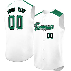 Custom White Kelly Green Personalized Classic Authentic Sleeveless Baseball Jersey