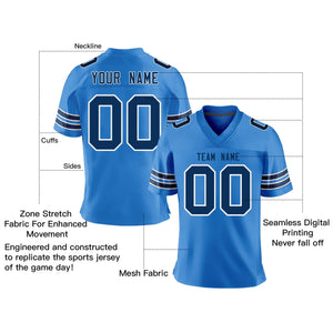 Custom Powder Blue Navy-White Personalized Classic Mesh Authentic Football Jersey