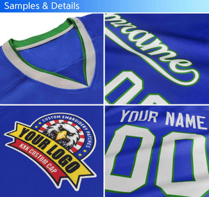 Custom Green Gold White Personalized Classic Lace-Up Neck Hockey Jersey