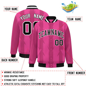 Custom Pink Pink Varsity Full-Snap Blade Pattern Raglan Sleeves Letterman Baseball Jacket