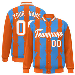 Custom Powder Blue Powder Blue Varsity Full-Snap Blade Pattern Raglan Sleeves Letterman Baseball Jacket