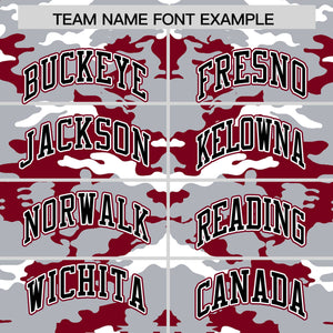 Custom Gray Crimson-White Varsity Full-Snap Camo Letterman Jacket