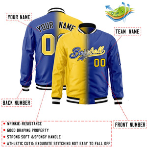 Custom Gold Royal Full-Zip Gradient Fashion Letterman Bomber Jacket