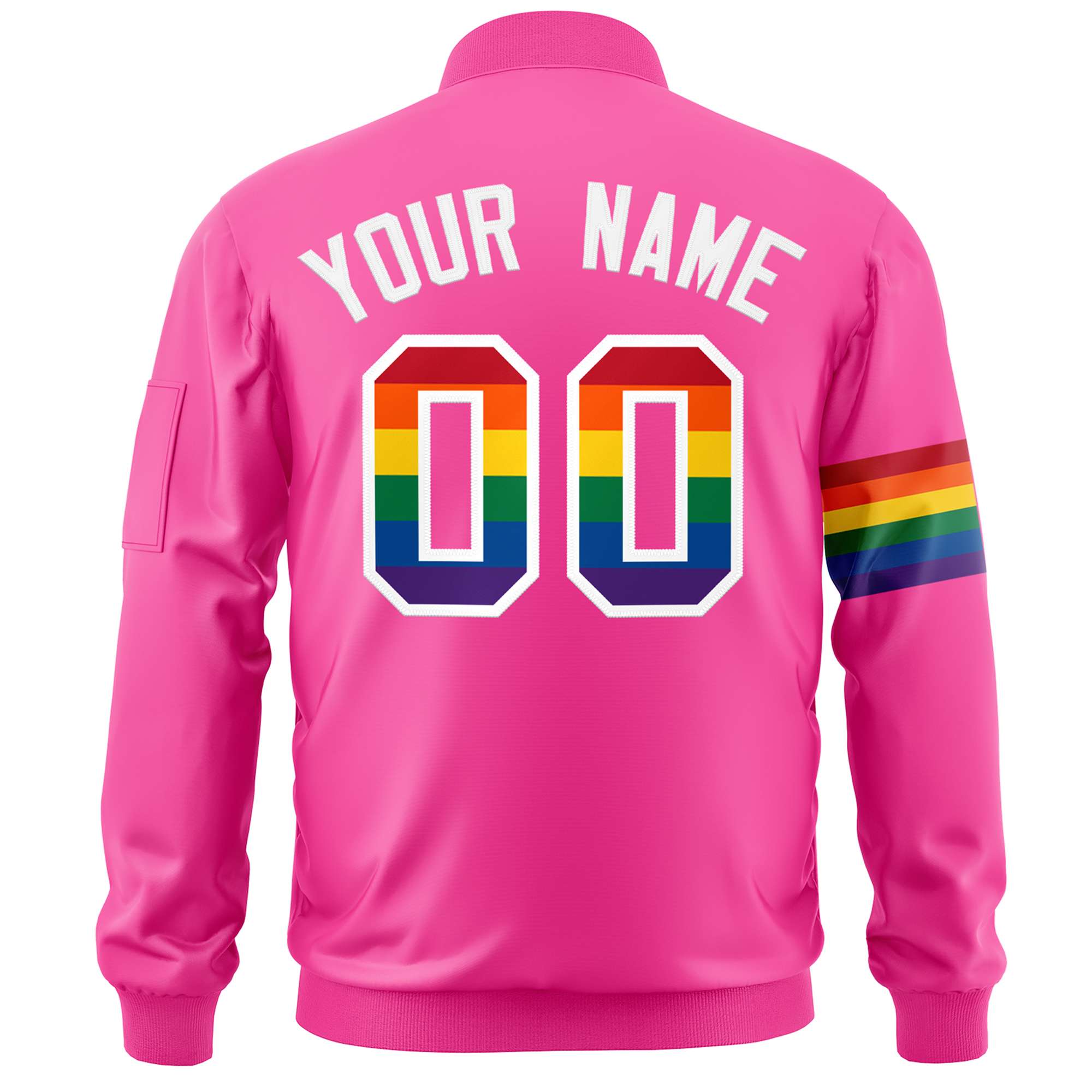 Custom Pink LGBT Rainbow For Pride Month Classic Style Letterman Bomber Jacket