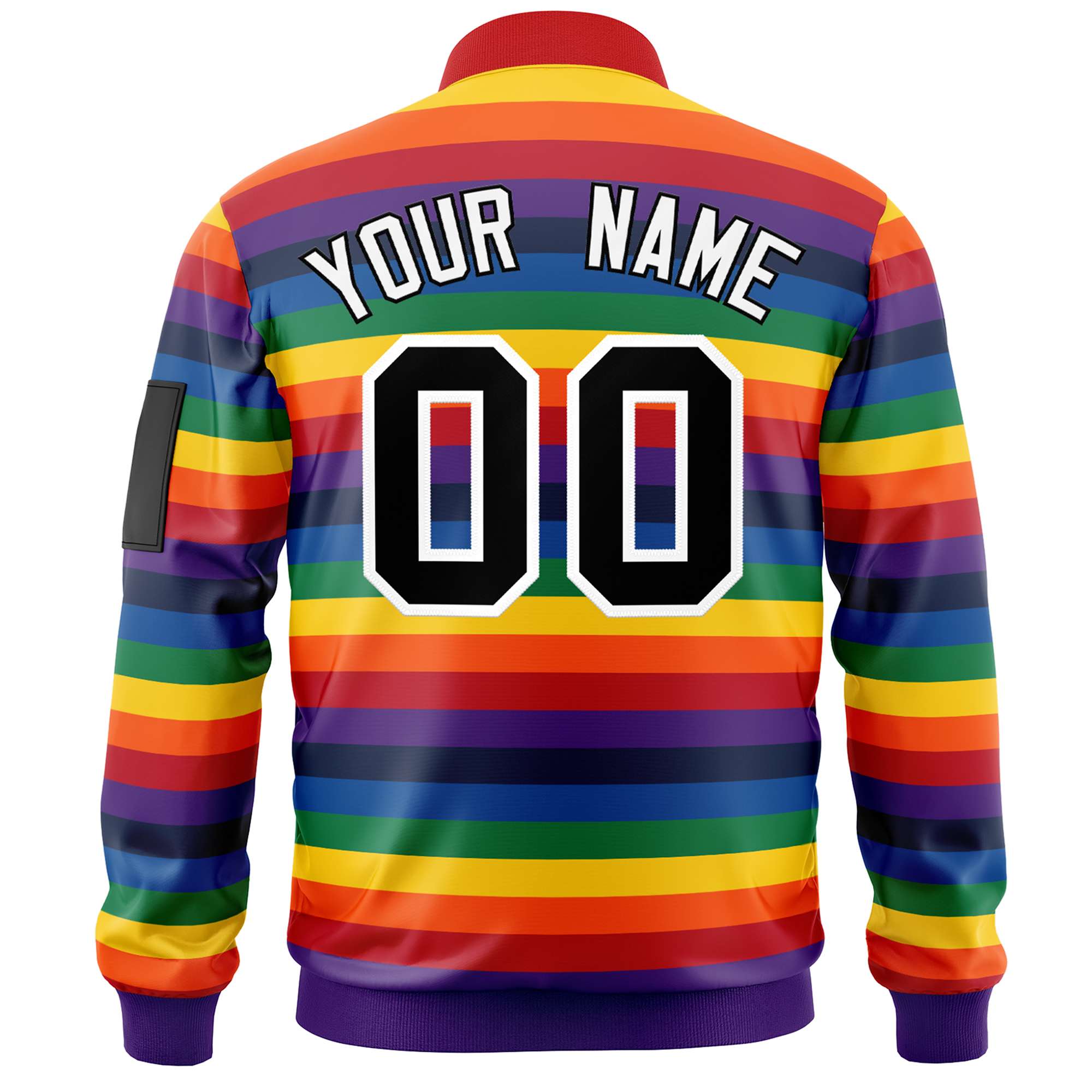 Custom LGBT Rainbow For Pride Month Full-Snap Color Block Letterman Bomber Jacket