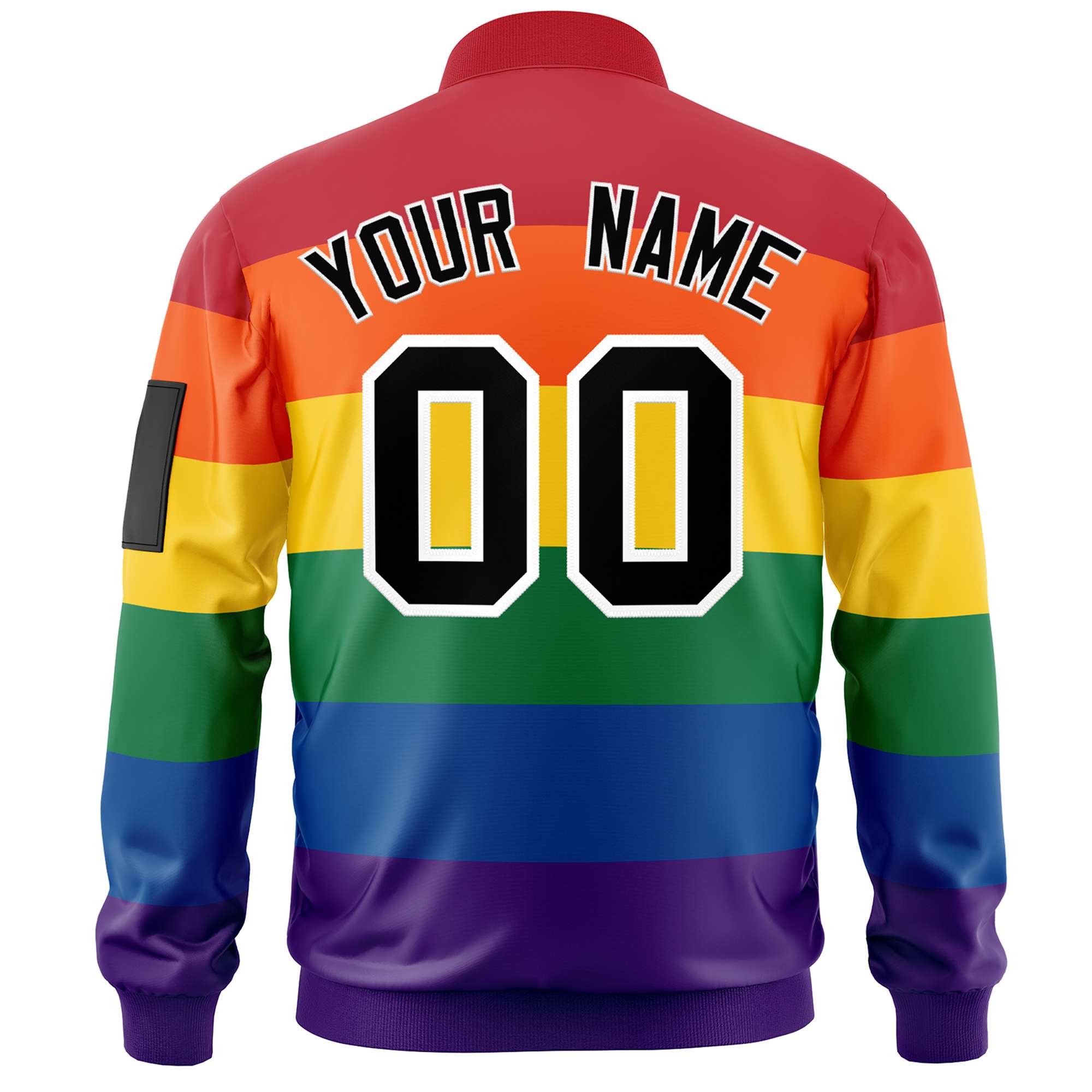 Custom LGBT Rainbow For Pride Month Full-Snap Color Block Letterman Bomber Jacket