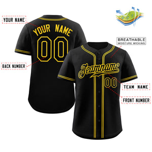 Custom Black Gold Classic Style Authentic Baseball Jersey