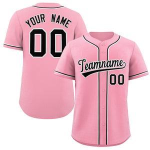 Maillot de baseball authentique de style classique rose noir-blanc personnalisé pour hommes