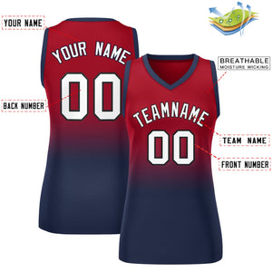 Custom Red Navy Gradient Fashion Tops Mesh Basketball Jersey For Women