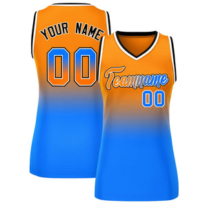 Custom Orange Royal Gradient Fashion Tops Mesh Basketball Jersey For Women