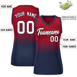 Custom Red Navy Gradient Fashion Tops Mesh Basketball Jersey For Women