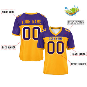 Custom Yellow-Purple Raglan Sleeves Fashion Authentic Football Jersey