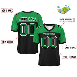 Custom Black-Kelly Green Raglan Sleeves Fashion Authentic Football Jersey