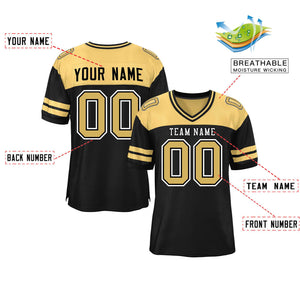 Custom Black Khaki Personalized Color Block Authentic Football Jersey