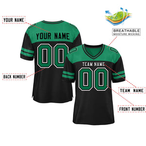 Custom Black Kelly Green Personalized Color Block Authentic Football Jersey