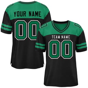 Custom Black Kelly Green Personalized Color Block Authentic Football Jersey