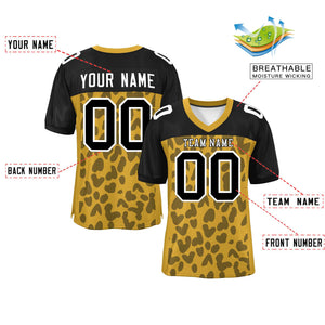 Custom Old Gold Black Raglan Sleeves Personalized Camo Authentic Football Jersey