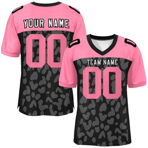 Custom Black Pink Raglan Sleeves Personalized Camo Authentic Football Jersey