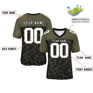 Custom Black Olive Raglan Sleeves Personalized Camo Authentic Football Jersey