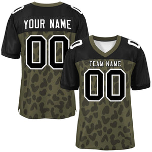 Custom Olive Black Raglan Sleeves Personalized Camo Authentic Football Jersey