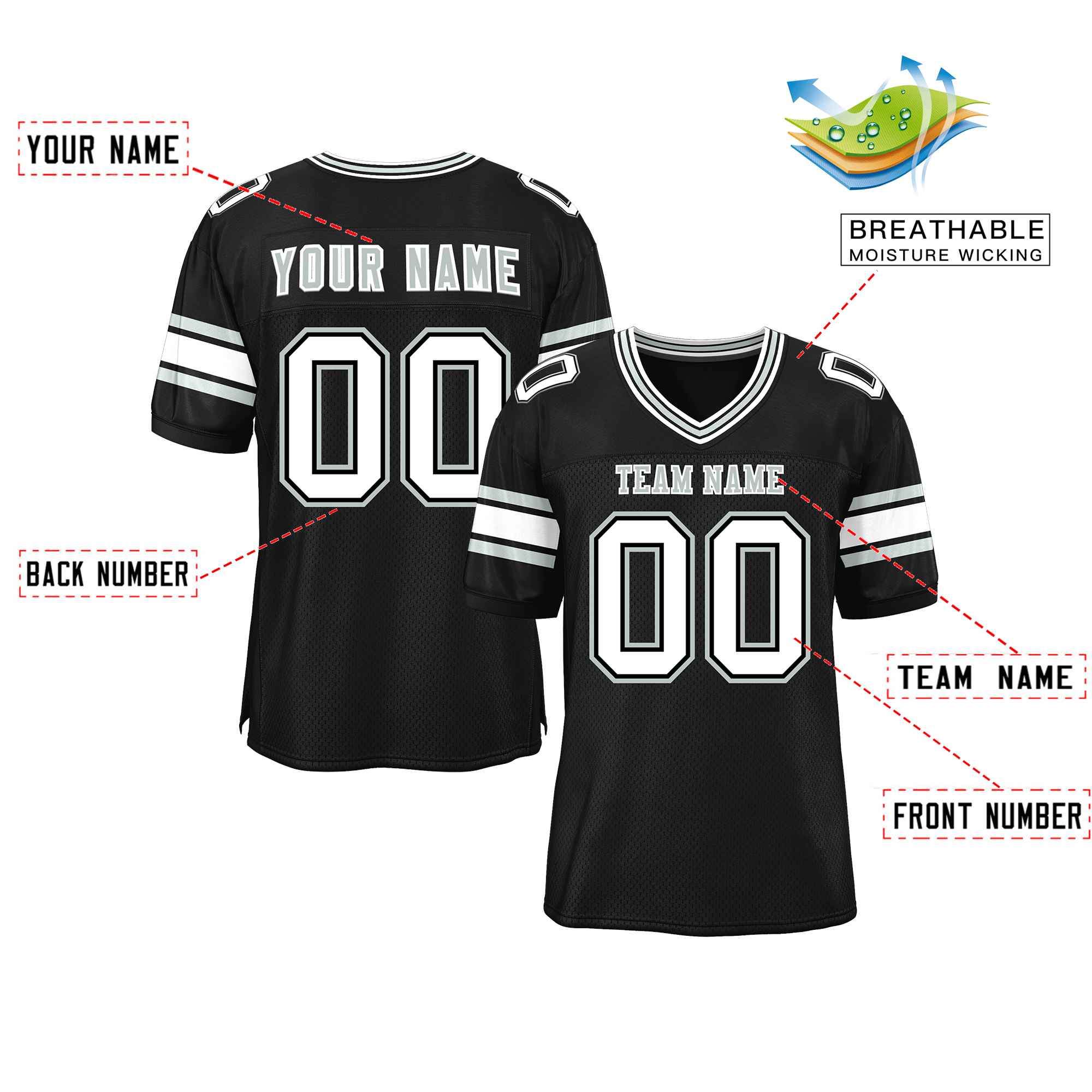 Custom Black Personalized Classic Authentic Football Jersey