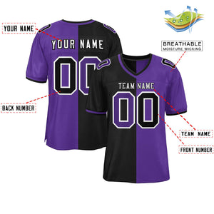 Custom Black Purple Personalized Split Two Tone Design Authentic Football Jersey