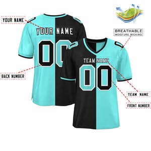 Custom Black Bright Green Personalized Split Two Tone Design Authentic Football Jersey