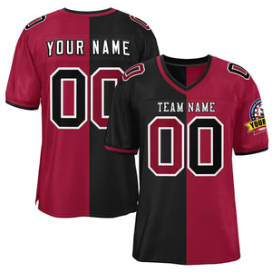 Custom Black Red Personalized Split Two Tone Design Authentic Football Jersey