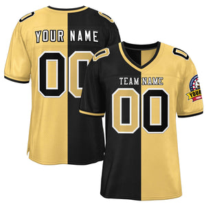 Custom Black Old Gold Personalized Split Two Tone Design Authentic Football Jersey