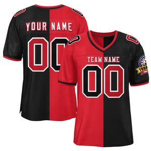 Custom Red Black Personalized Split Two Tone Design Authentic Football Jersey