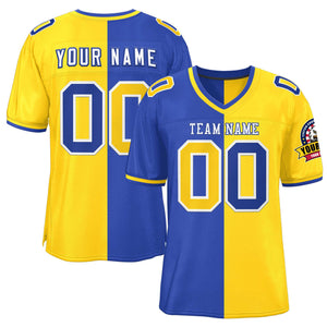 Custom Royal Gold Personalized Split Two Tone Design Authentic Football Jersey