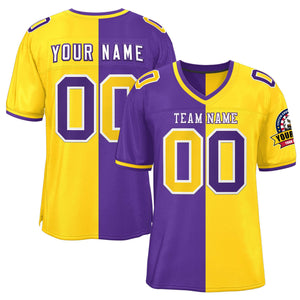 Custom Purple Gold Personalized Split Two Tone Design Authentic Football Jersey