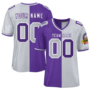 Custom Purple Silver Personalized Split Two Tone Design Authentic Football Jersey