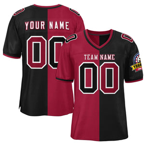 Custom Red Black Personalized Split Two Tone Design Authentic Football Jersey