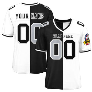 Custom Black White Personalized Split Two Tone Design Authentic Football Jersey