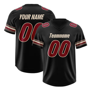 Custom Black Red Retro Personalized Sleeve Line Authentic Football Jersey