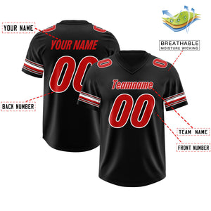 Custom Black Red Retro Personalized Sleeve Line Authentic Football Jersey