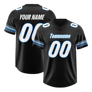 Custom Black White Retro Personalized Sleeve Line Authentic Football Jersey