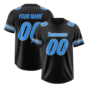 Custom Black Powder Blue Retro Personalized Sleeve Line Authentic Football Jersey