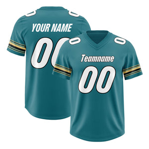 Custom Aqua White Retro Personalized Sleeve Line Authentic Football Jersey