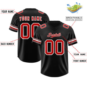 Custom Black Red Retro Personalized Sleeve Line Authentic Football Jersey