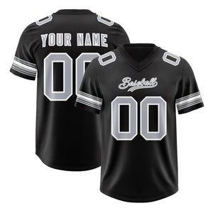 Custom Black Silver Retro Personalized Sleeve Line Authentic Football Jersey